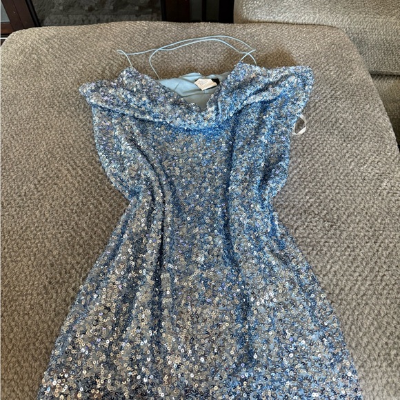 B Darlin Shimmering Silver Kids Dress